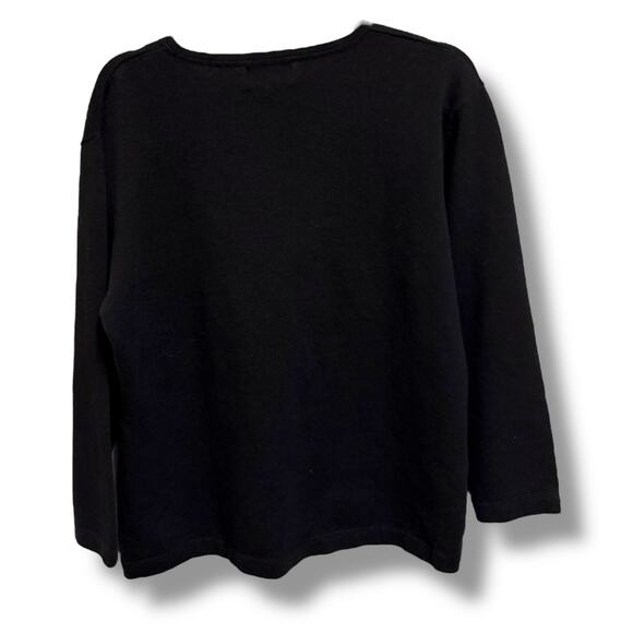 Chico's Vintage NEW Black Embroidered Sweater Ramie Blend Size 3 - Picture 2 of 3